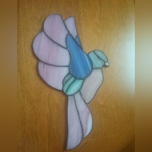 Stained Glass Pink & Blue Bird Suncatcher